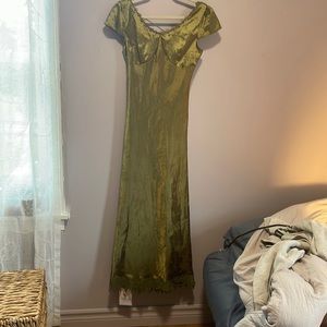 Patterned Green Maxi Dress